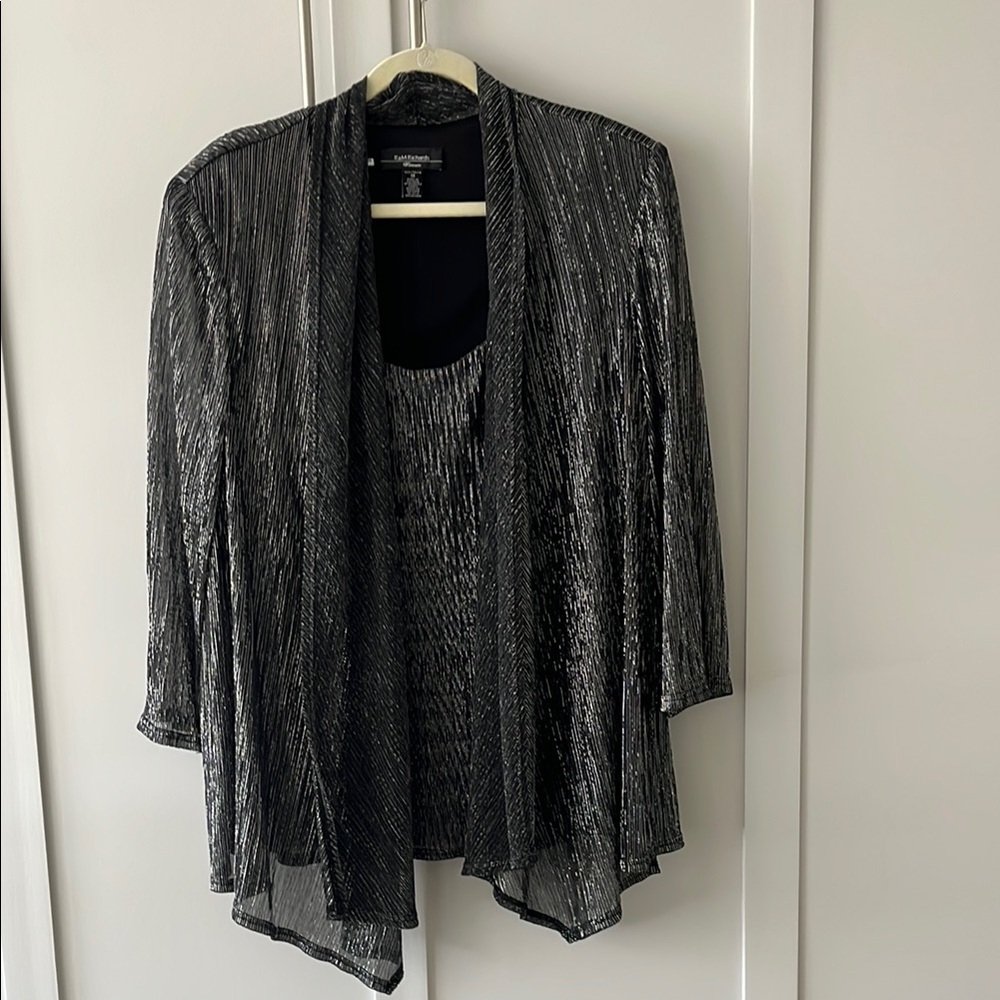 Elegant Black and Silver Metallic Top